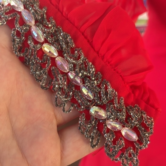 VINTAGE Red silk and Linen RED dress - Picture 5 of 9